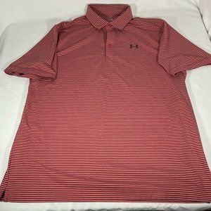 Under Armour XL Dry Fit Loose Heat Gear Polo Short Sleeve Striped 3 Button
